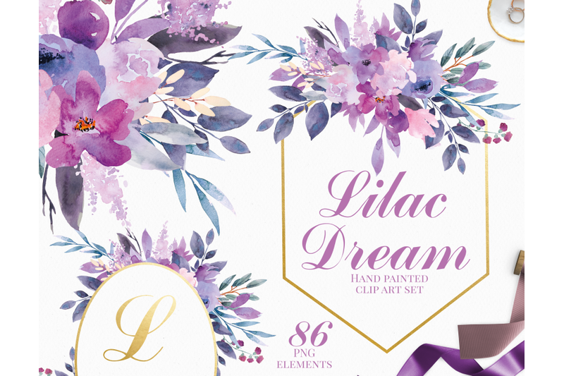 lilac-dream-watercolor-clip-art-set