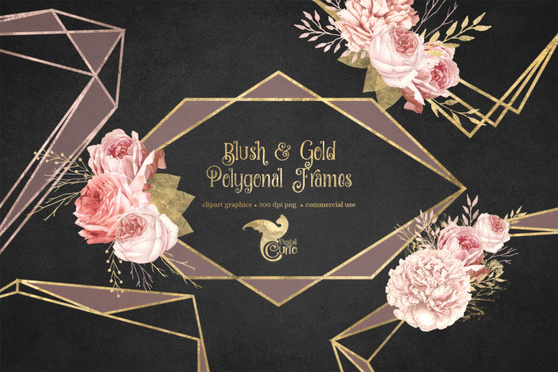 blush-and-gold-polygonal-frames-clipart