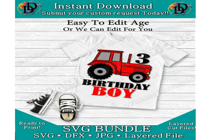 Download Birthday Boy SVG, Red Tractor, 3rd Birthday, Big 3, Happy ...