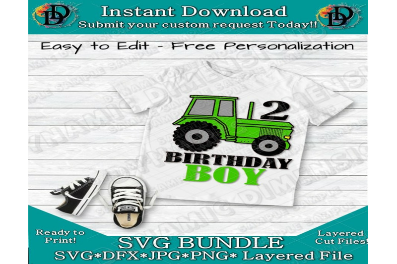 Download Birthday Boy SVG, Green Tractor, 2nd Birthday, Customize ...