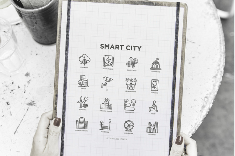 smart-city-16-thin-line-icons-set
