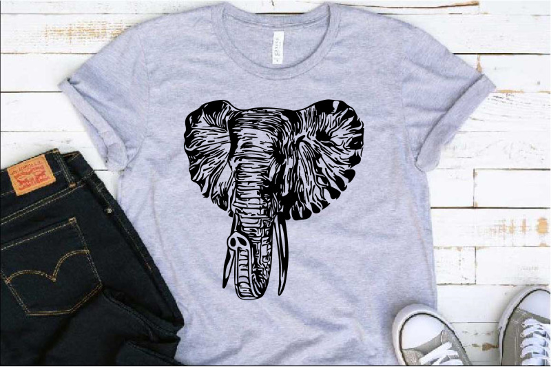 Elephant head SVG Trunk Tusk Safari African Logo Wildlife boho 1244s By ...
