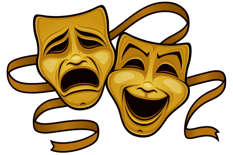 Gold Comedy And Tragedy Theater Masks By fizzgig | TheHungryJPEG