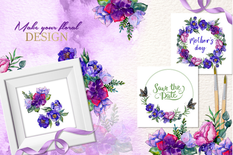 bouquets-of-purple-flowers-watercolor-png