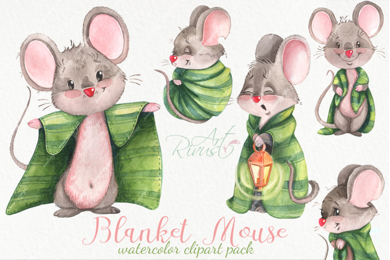 cute-watercolor-mouse-clipart-pack