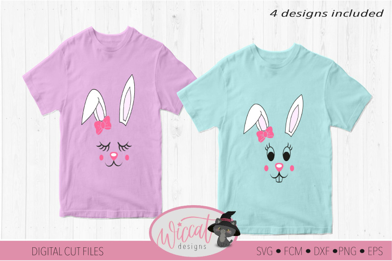 Easter Bunny Girl Face Bunny With Ribbon Face Svg Tumbler Bunny Svg By Wiccatdesigns Thehungryjpeg Com