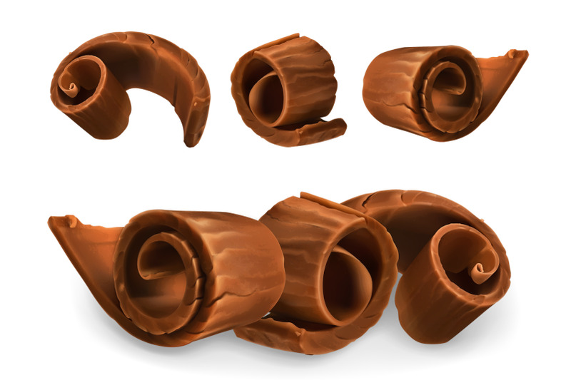 chocolate-pieces-shavings-spiral-cocoa-fruit-3d-vector-icons-set