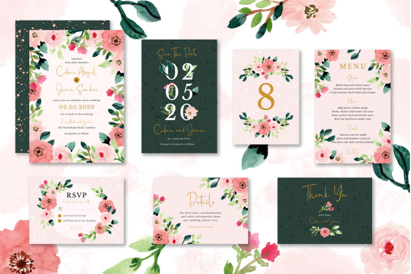 sweet-floral-wedding-invitation-set