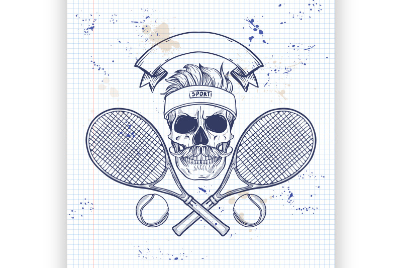 skull-with-tennis-racquets