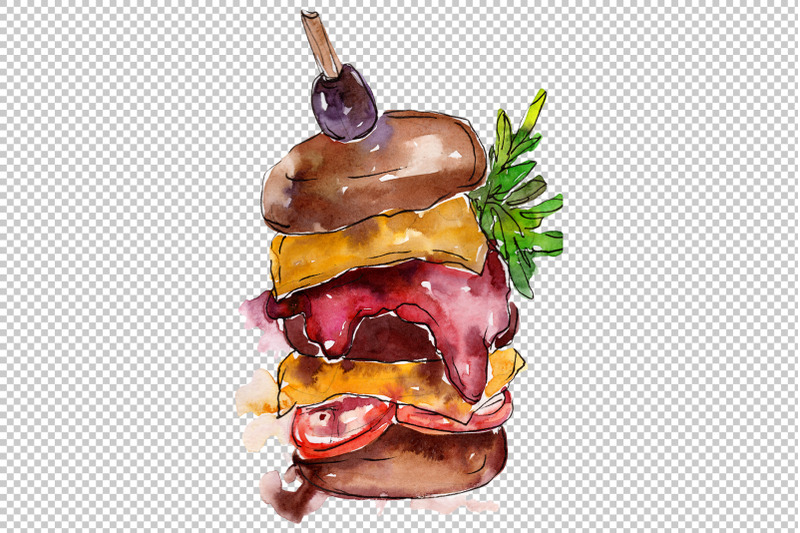 hamburger-watercolor-png