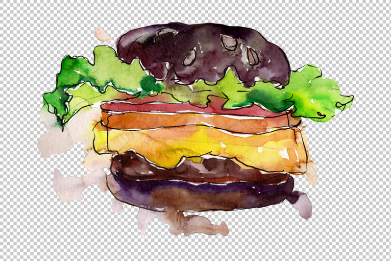 hamburger-watercolor-png