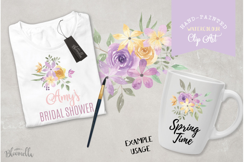 watercolor-lilac-lemon-flowers-purple-floral-arrangements-bouquets-pai
