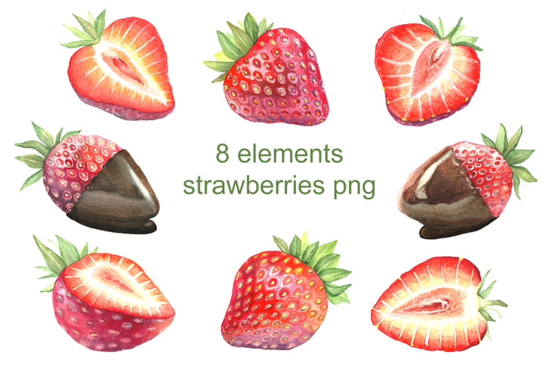 watercolor-strawberry-dessert