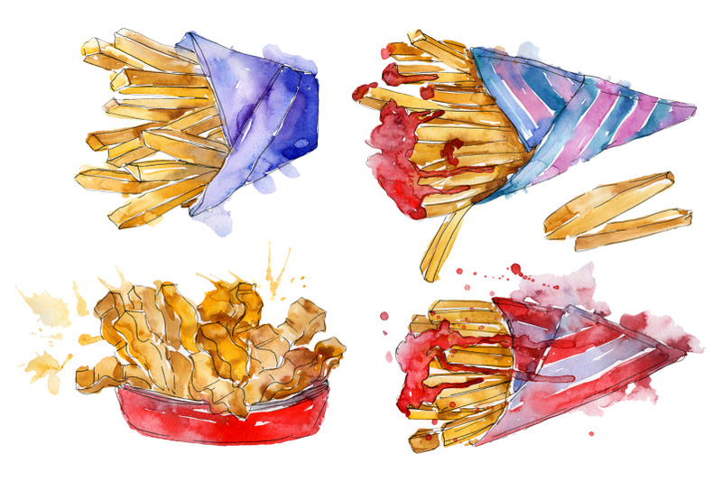 french-fries-watercolor-png