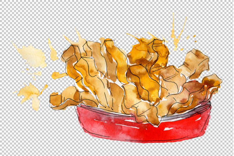 French fries Watercolor png By MyStocks | TheHungryJPEG.com