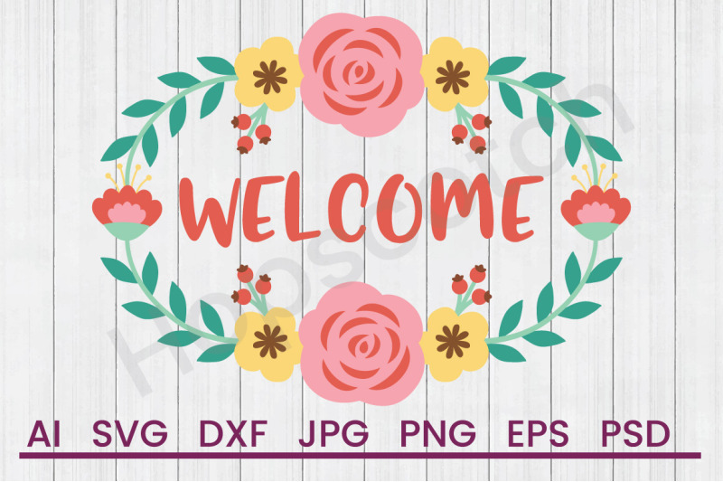 spring-flower-frame-welcome-svg-file-dxf-file