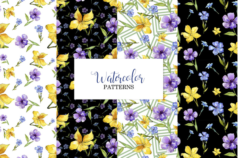 flax-blue-and-yellow-fowers-watercolor-png