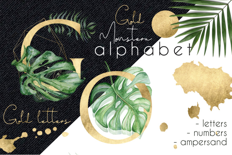 gold-monstera-tropical-leaves-alphabet