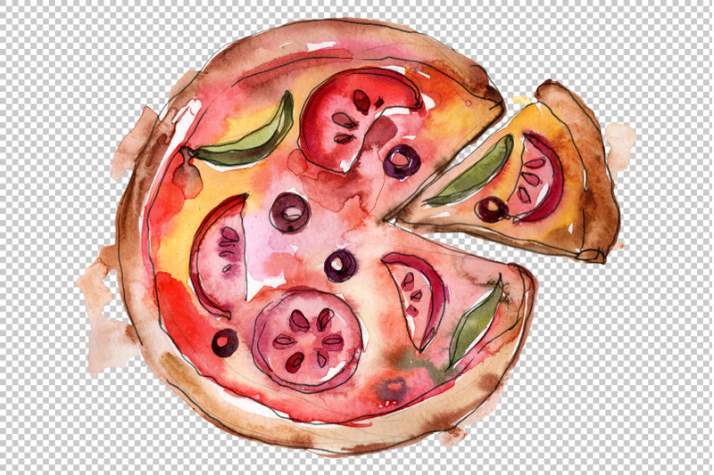 pizza-vegetable-watercolor-png