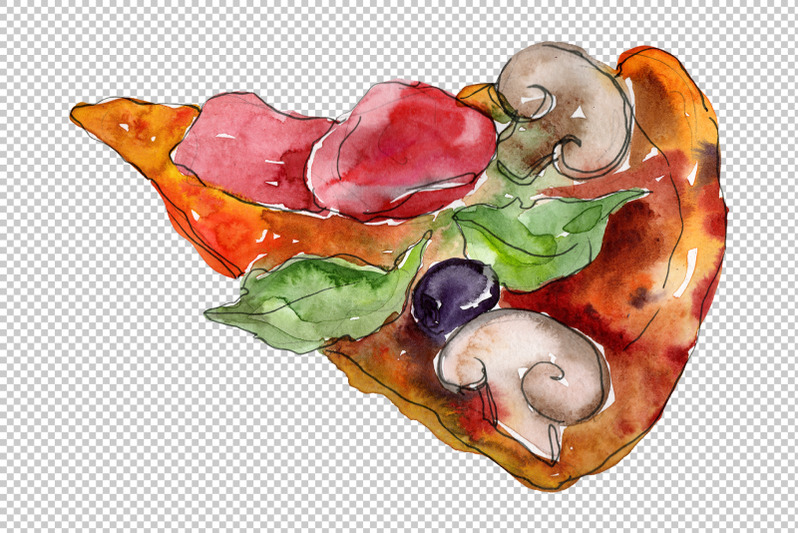 pizza-vegetable-watercolor-png