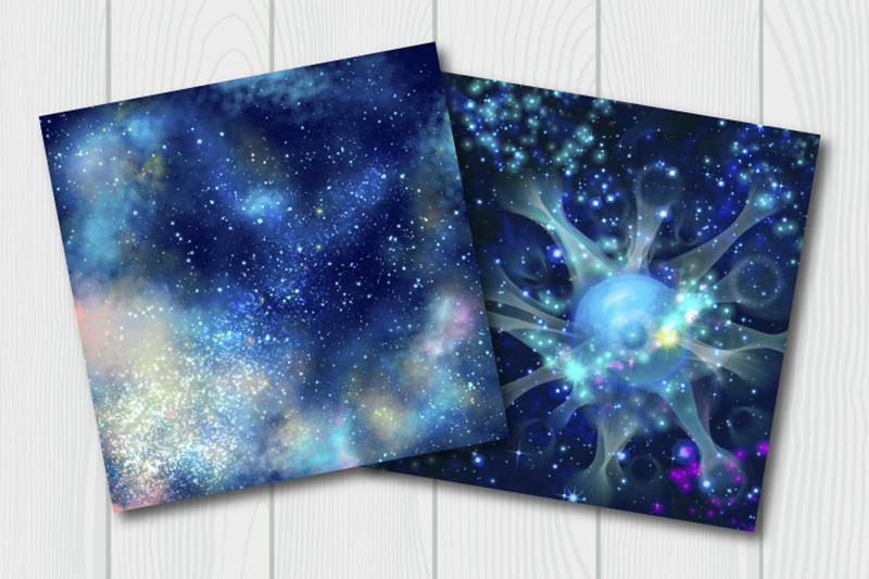 Download Blue galaxy digital paper. Starry sky background By bunart ...