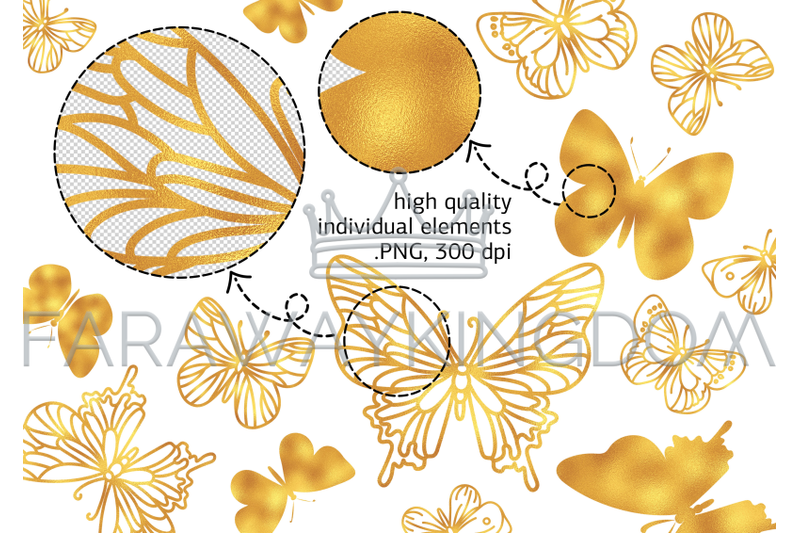 golden-butterflies-digital-paper-frame-label-collection-for-print