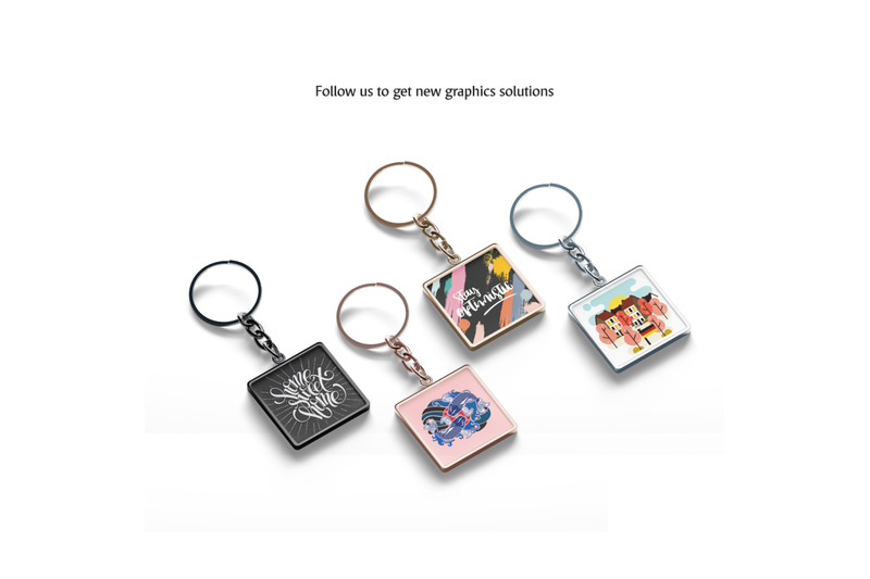 Square Keychain Mockup By rebrandy | TheHungryJPEG.com