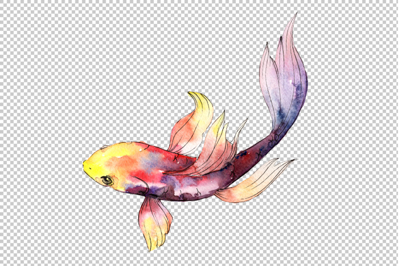 fairy-goldfish-watercolor-png