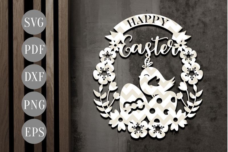 Download Happy Easter Egg Papercut Template, Easter Egg Wreath SVG ...