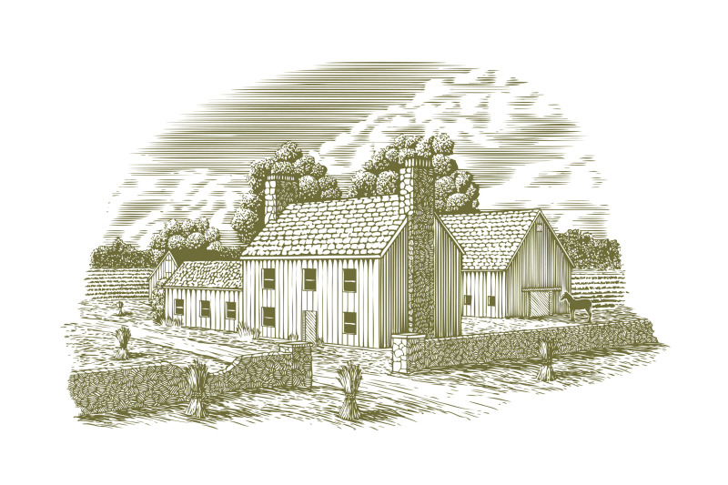 woodcut-english-farmhouse