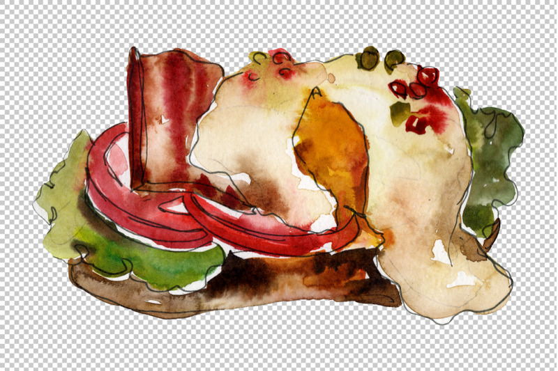 sandwich-sausage-watercolor-png