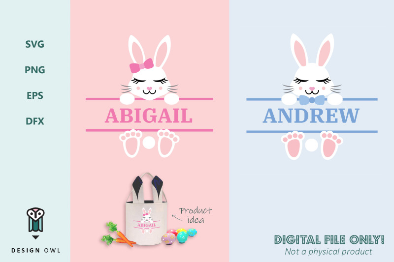 Download Easter Bunny Name Monogram Frame Svg File By Design Owl Thehungryjpeg Com