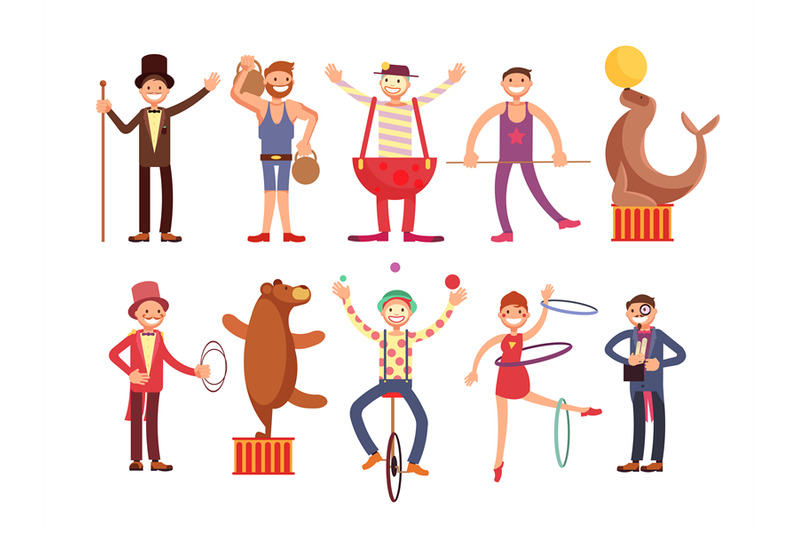 circus-artists-cartoon-characters-vector-set-acrobat-and-strongman-m