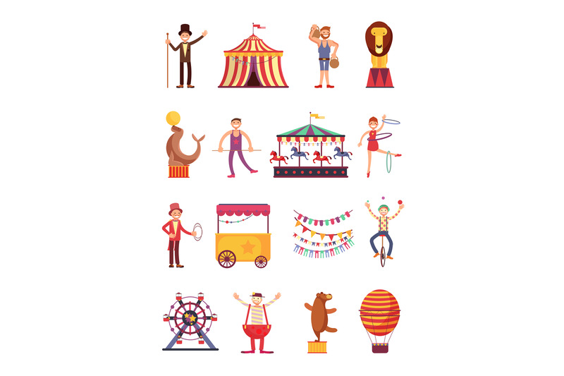 carnival-and-circus-cartoon-fun-characters-fair-carousel-and-amusemen