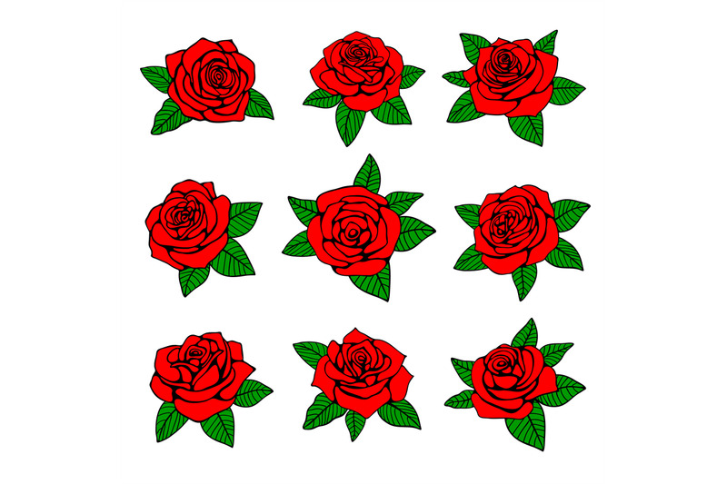 red-roses-with-green-leaves-vector-design-for-tattoo