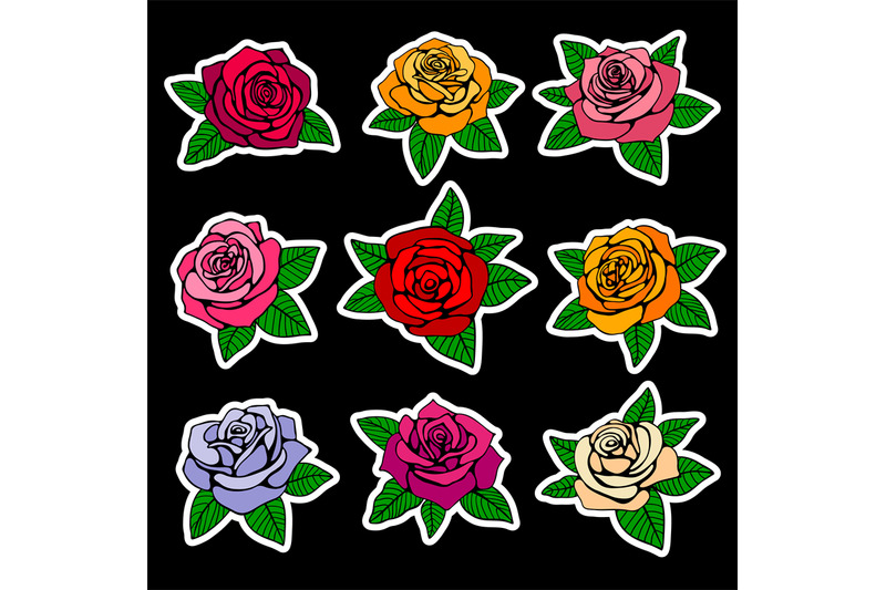 roses-fashion-vector-patches-and-stickers-in-nineties-style-design