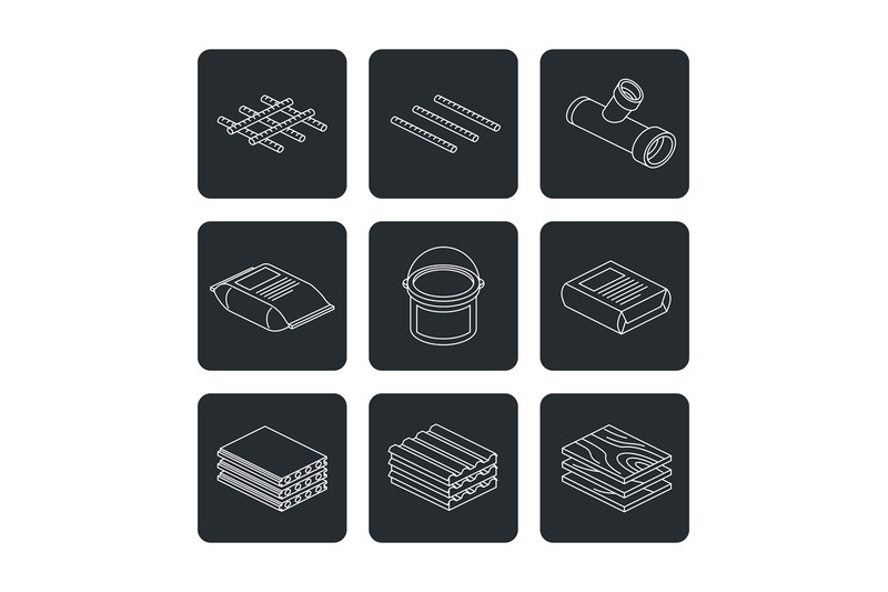building-and-contruction-materials-icons-set