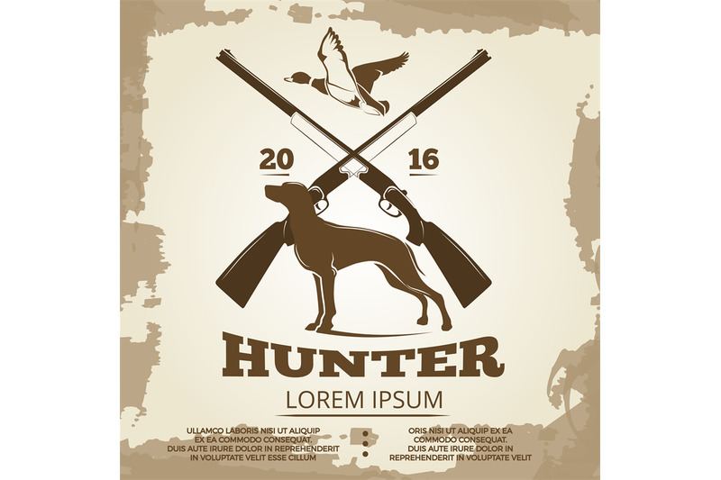 hunting-vintage-poster-design-with-guns-dog-and-duck