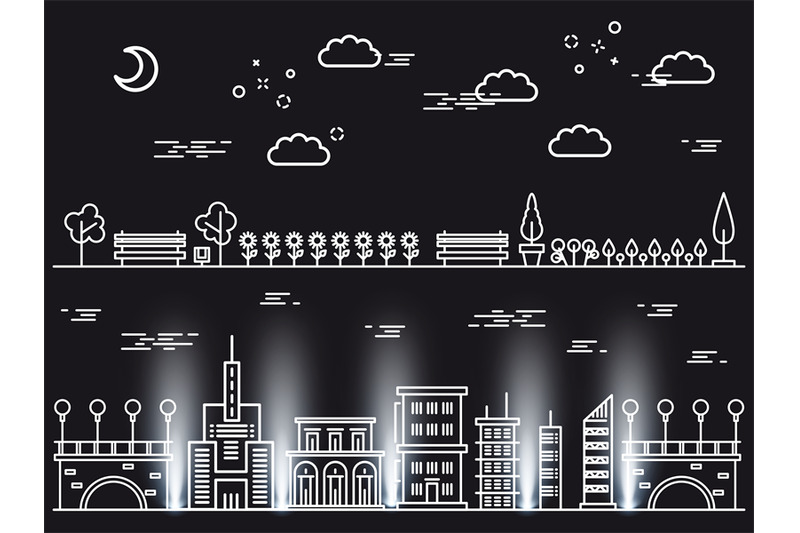 line-art-landscapes-concepts-on-black-background