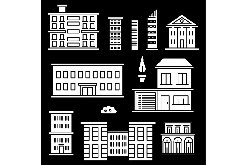 white-houses-icons-on-black-backgrond