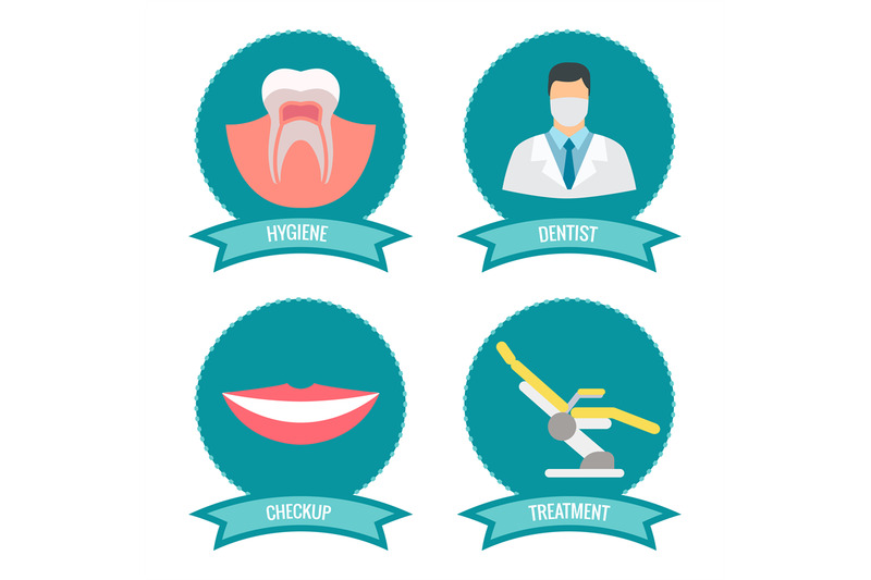 dental-icons-with-doctor-smile-teeth-and-medicinal-chair