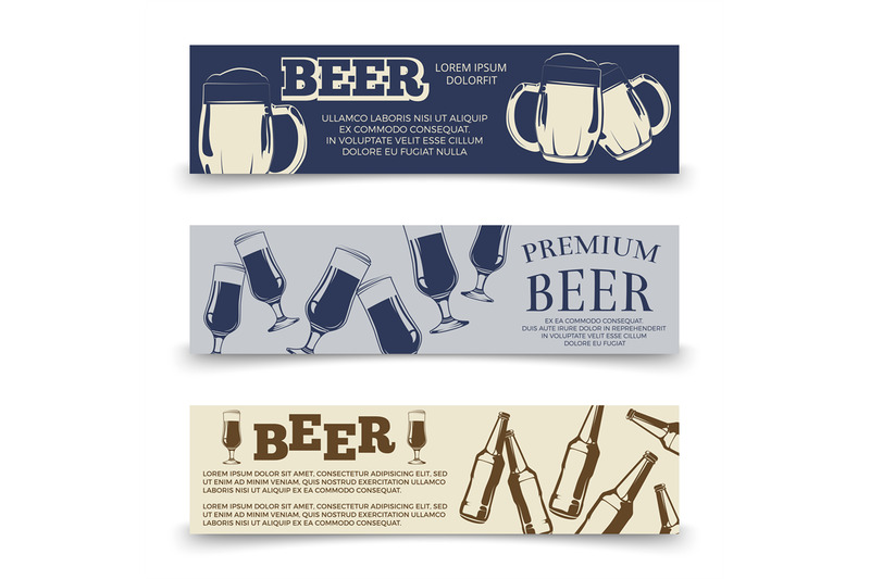 drink-horizontal-banners-template-with-beer-mugs-glasses-and-bottles