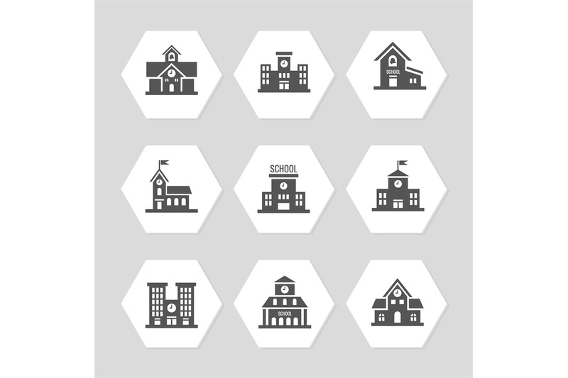 school-buildings-flat-icons-collection