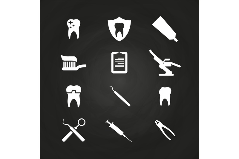 stomatology-icons-set-on-chalkboard-teeth-care-icons