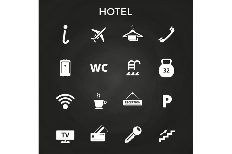 hotel-vector-icons-set-on-blackboard