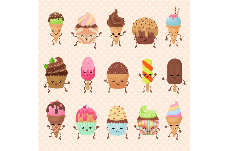 funny-vector-cupcake-and-ice-cream-dessert-characters