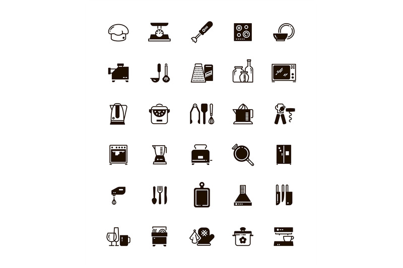 kitchen-and-cooking-black-icons-isolated-on-white