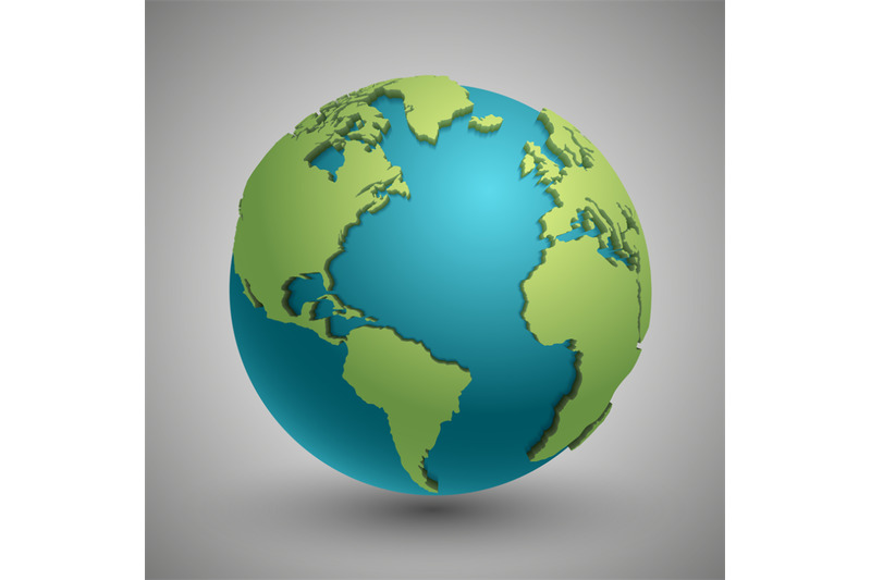 earth-globe-with-green-continents-modern-3d-world-map-concept