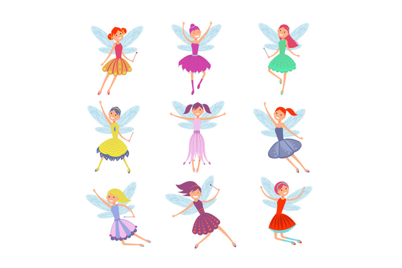 cartoon-flying-fairies-in-colorful-dresses-vector-set-cute-fairy-elf