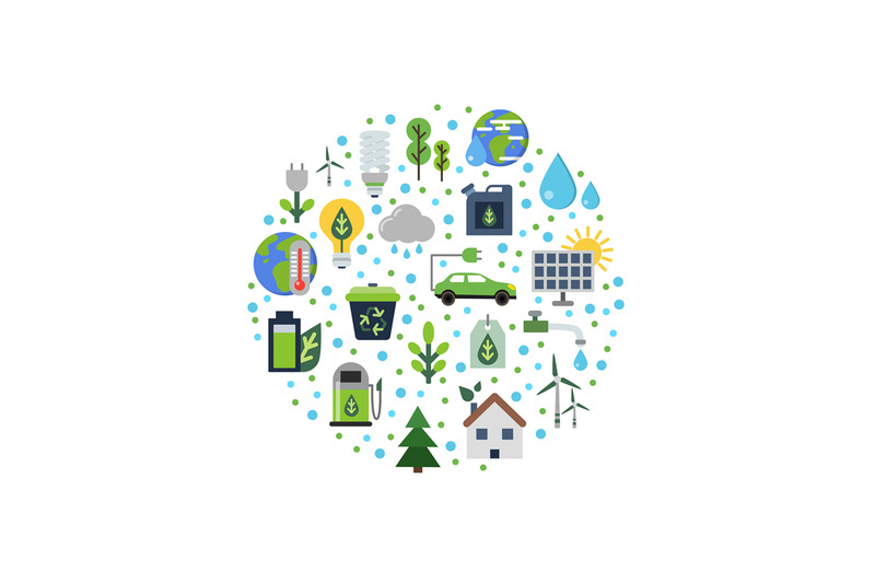 vector-ecology-flat-icons-gathered-in-circle-illustration